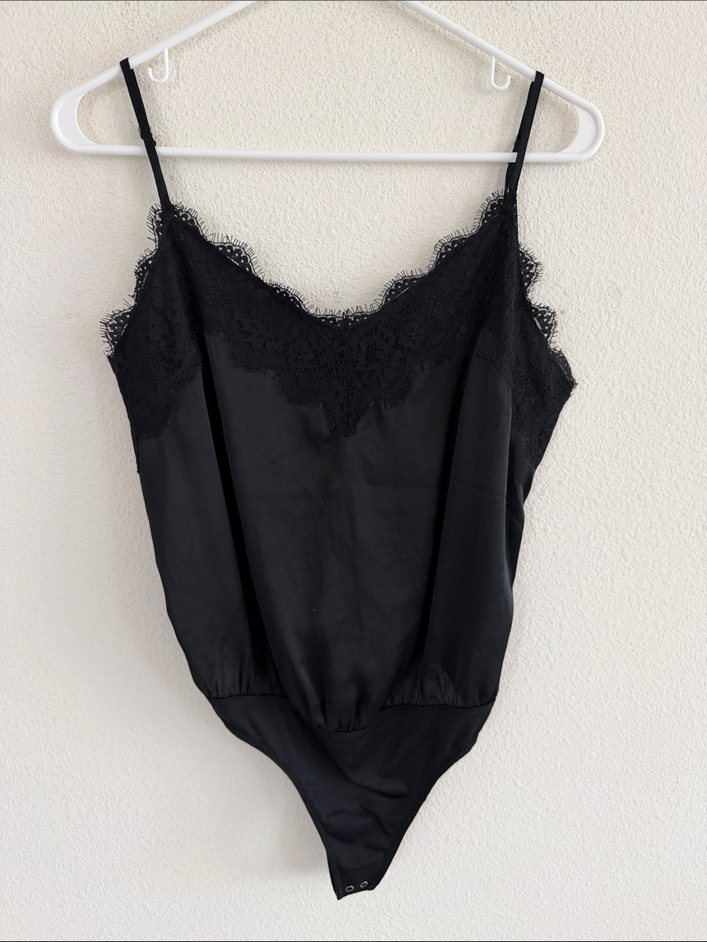 Abercrombie & Fitch Black Lace Trim Satin Bodysuit